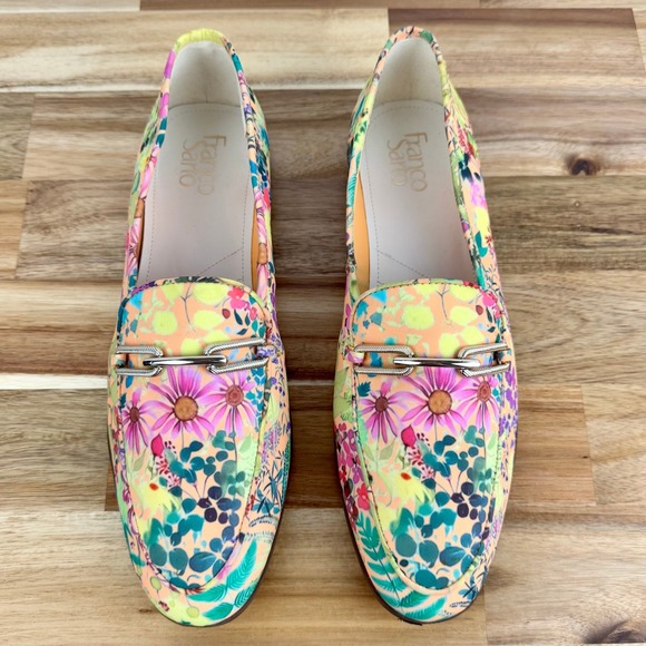Franco Sarto Floral Fabric Loafers Women's Size 10M Colorful Slip On Shoes - Picture 3 of 9